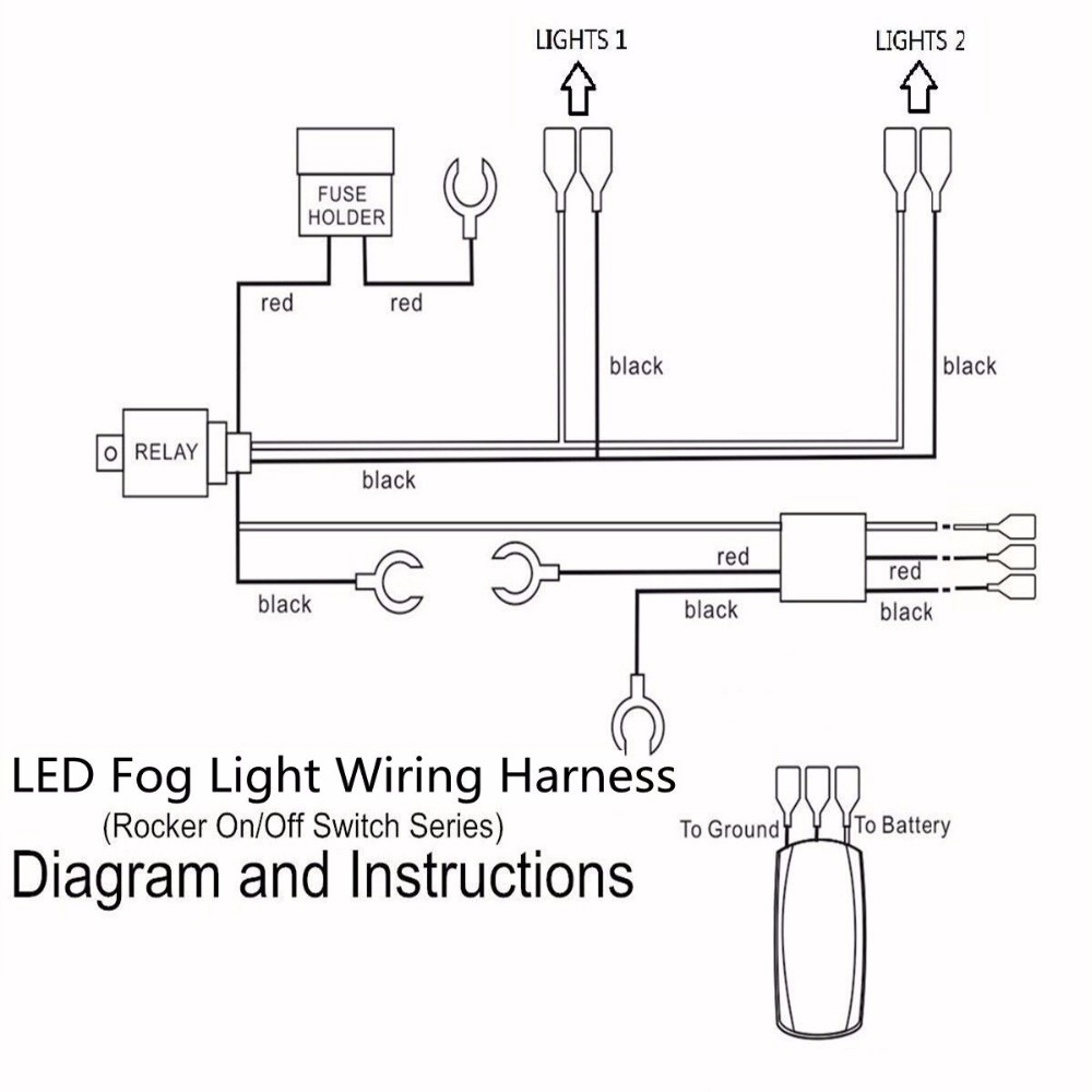 12V 40A Led Fog Light Wiring Harness Laser Rocker Switch Relay Fuse - Fog Light Wiring Diagram With Relay