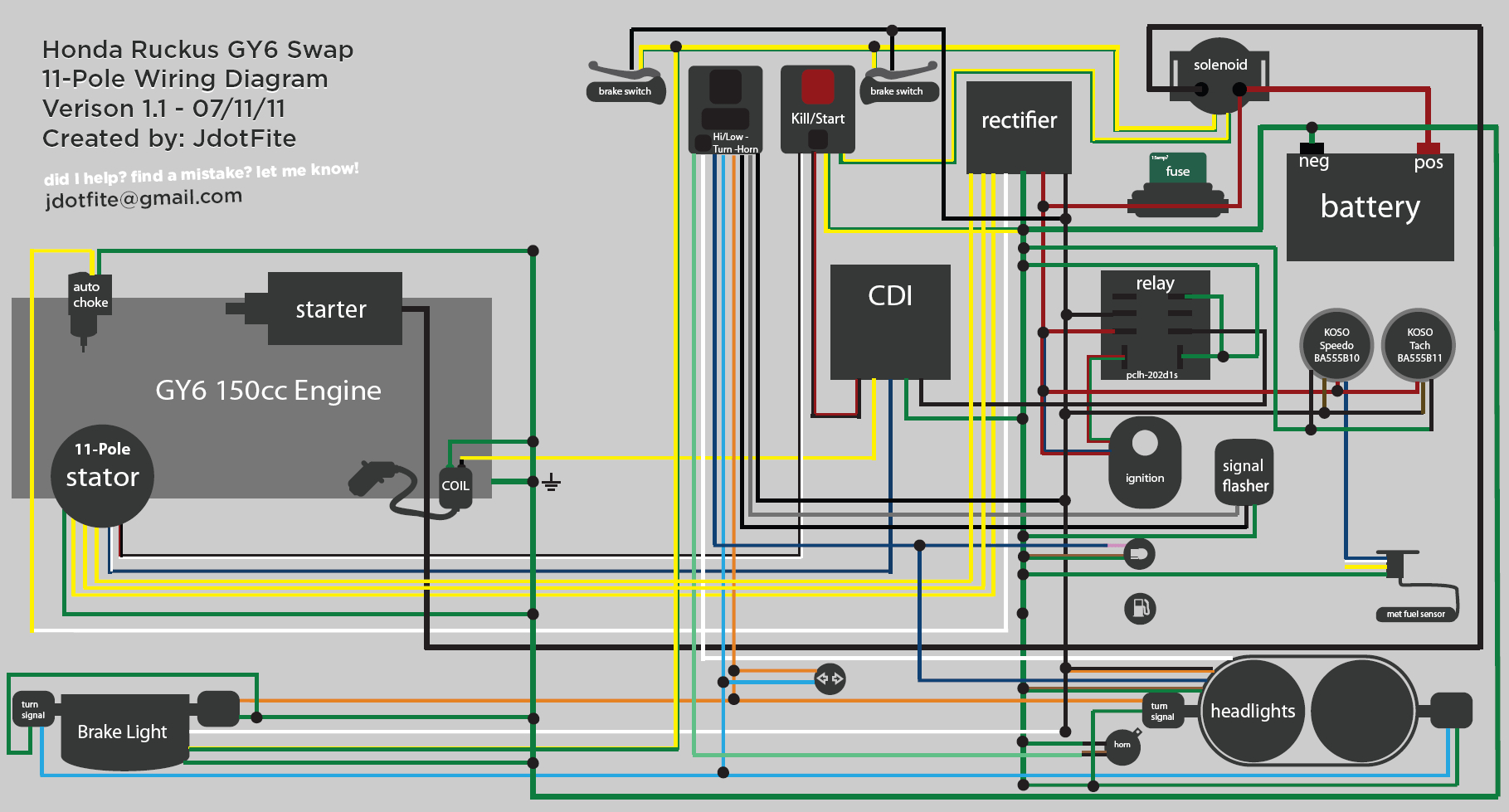 150 Gy6 Scooter Wiring Diagram | Manual E-Books - Honda Ruckus Wiring Diagram