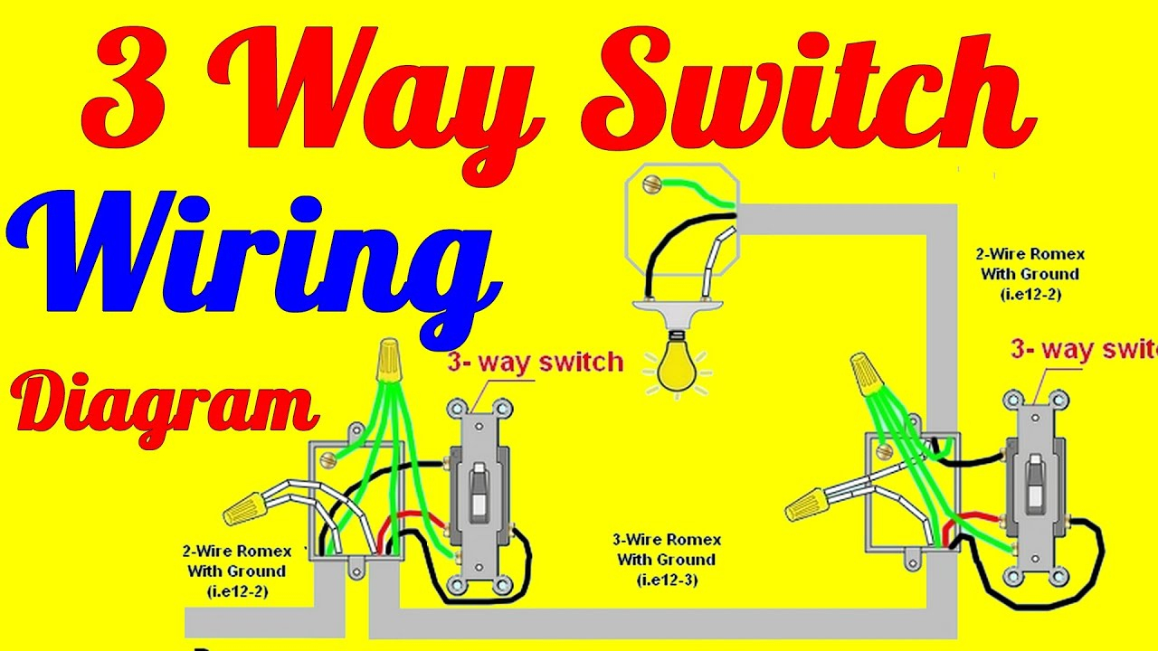 3 Way Switch Wiring Diagrams How To Install - Youtube - Wiring Diagram For 3 Way Switch