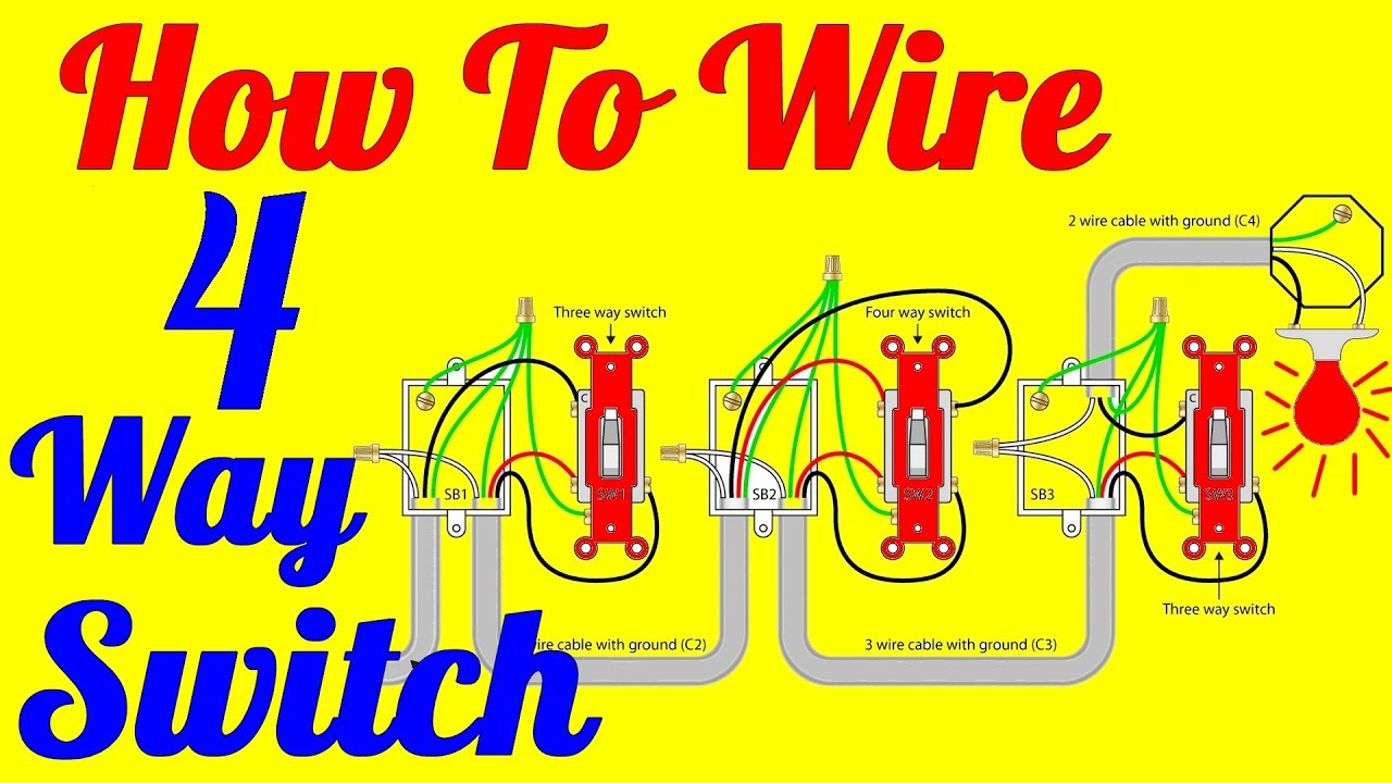 4 Way Light Switch Wiring Diagram (How To Install) - Youtube - 4 Way Light Switch Wiring Diagram