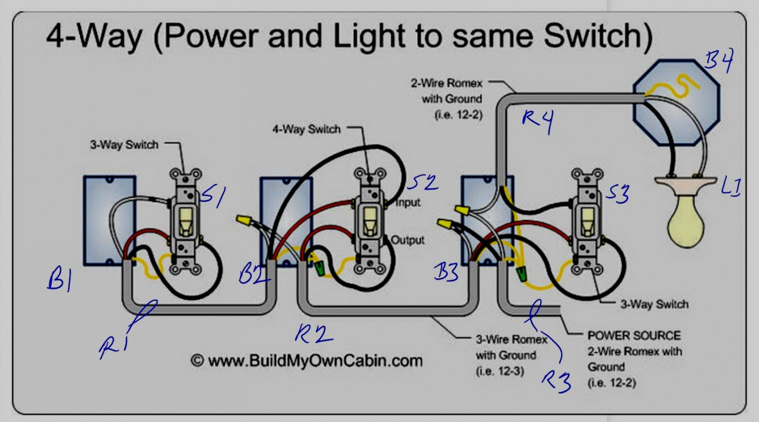 4 Way Switch Wiring Methods - Trusted Wiring Diagram Online - 4 Way Wiring Diagram