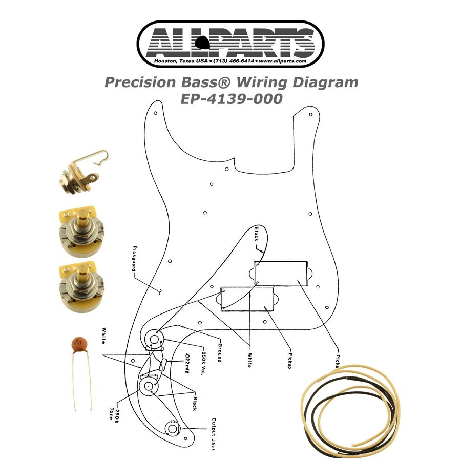 Allparts Ep4139-000 Wiring Kit For Precision Bass® - Precision Bass Wiring Diagram