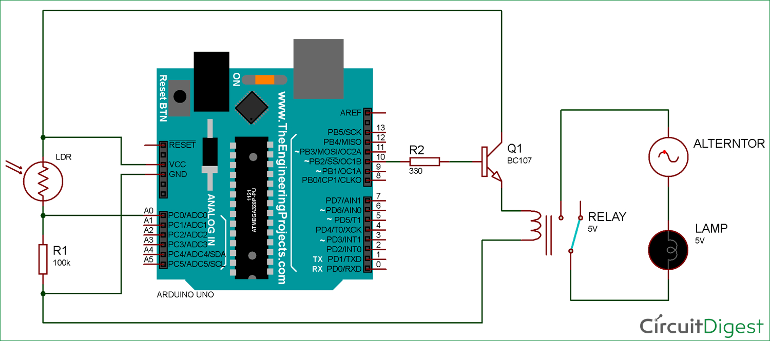 Arduino Light Sensor Circuit Using Ldr - Arduino Wiring Diagram
