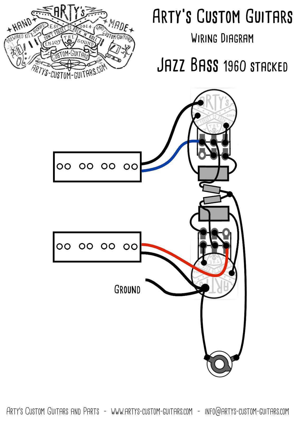 Arty&amp;#039;s Custom Guitars Vintage Pre-Wired Prewired Kit Wiring Assembly - Bass Wiring Diagram
