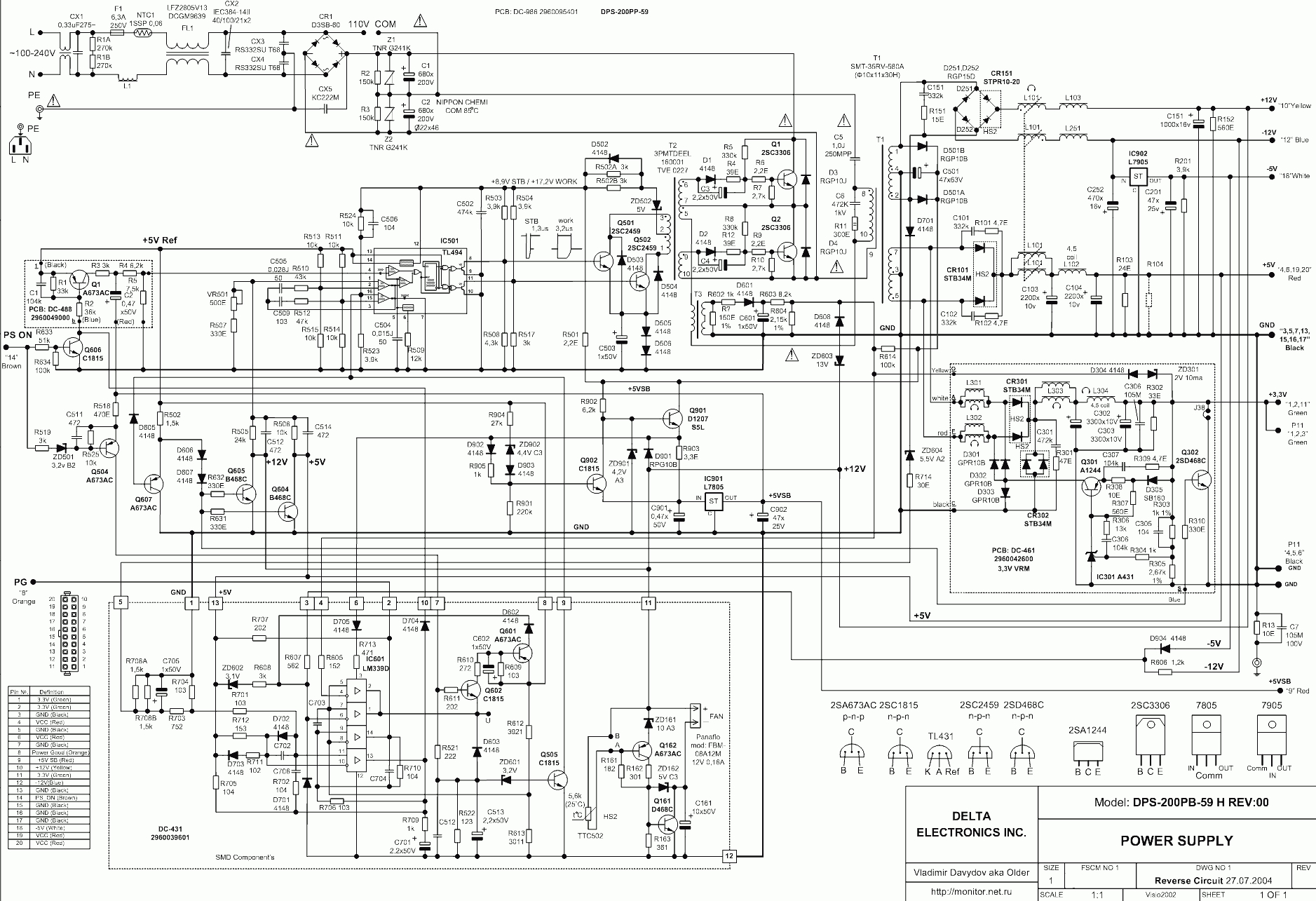 At And Atx Pc Computer Supplies Schematics - Bestec Atx-250-12Z Wiring Diagram