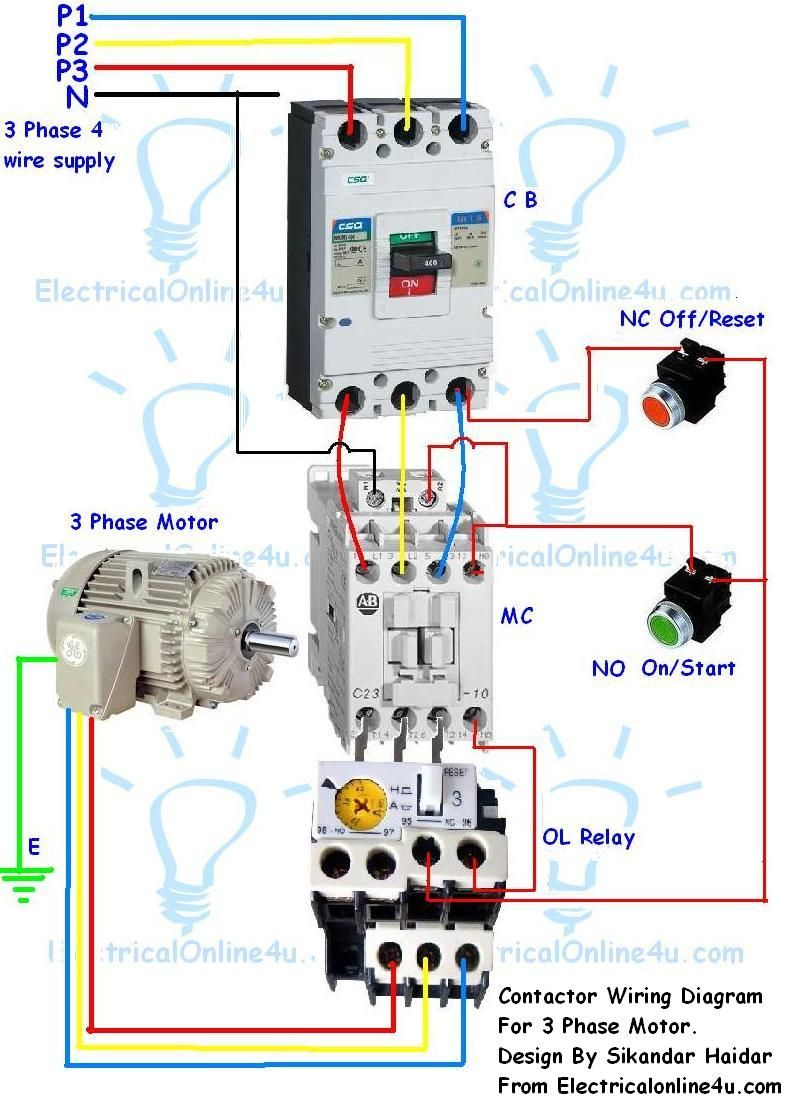 Contactor Wiring Guide For 3 Phase Motor With Circuit Breaker - 3 Phase Contactor Wiring Diagram Start Stop