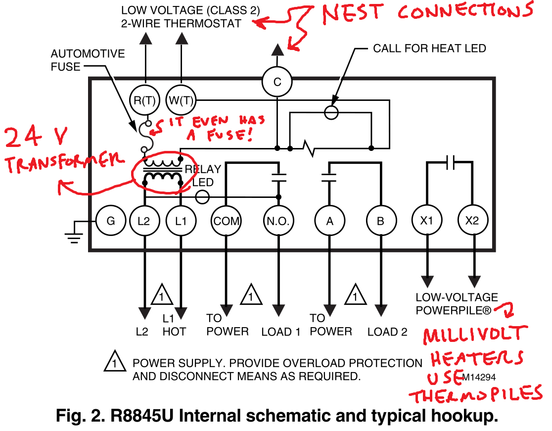Controlling An Ancient Millivolt Heater With A Nest - 4 Wire Thermostat Wiring Diagram