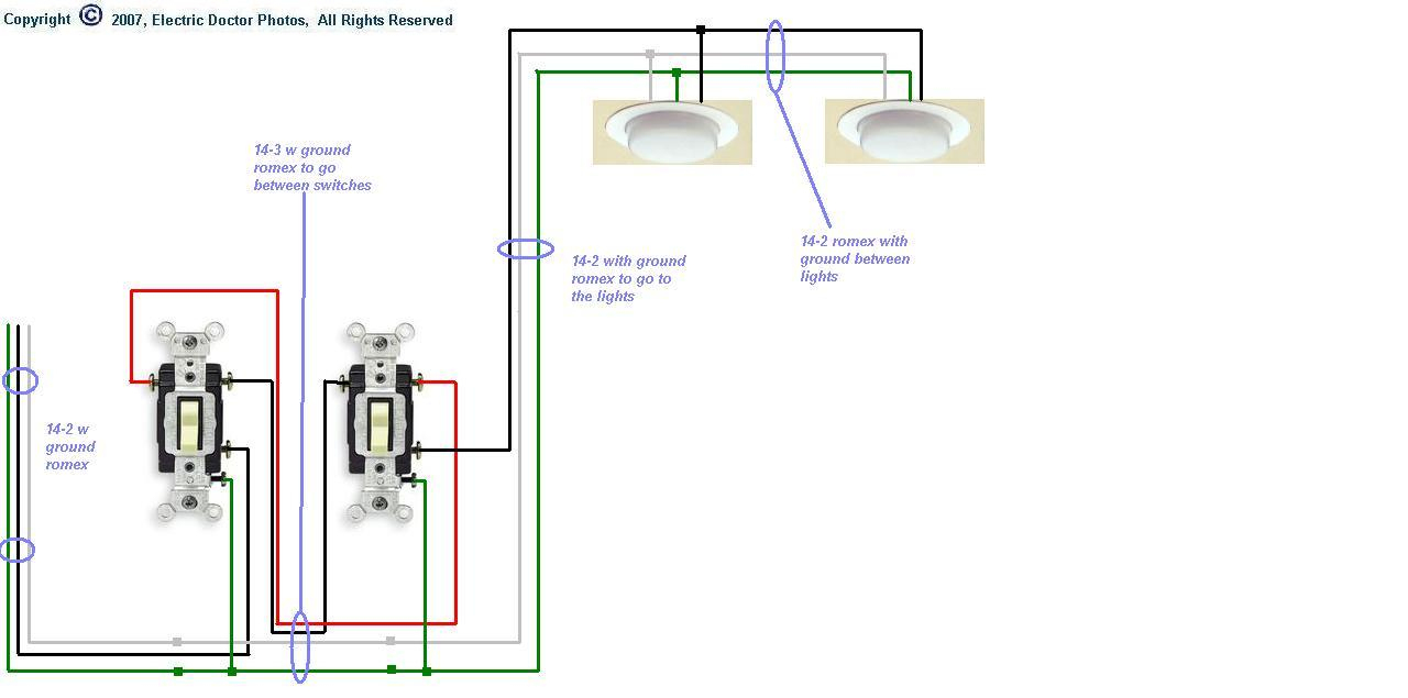 Diagram For Wiring 4 Fluorescent Lights Between Two 3Way Switches - Wiring Two Lights To One Switch Diagram
