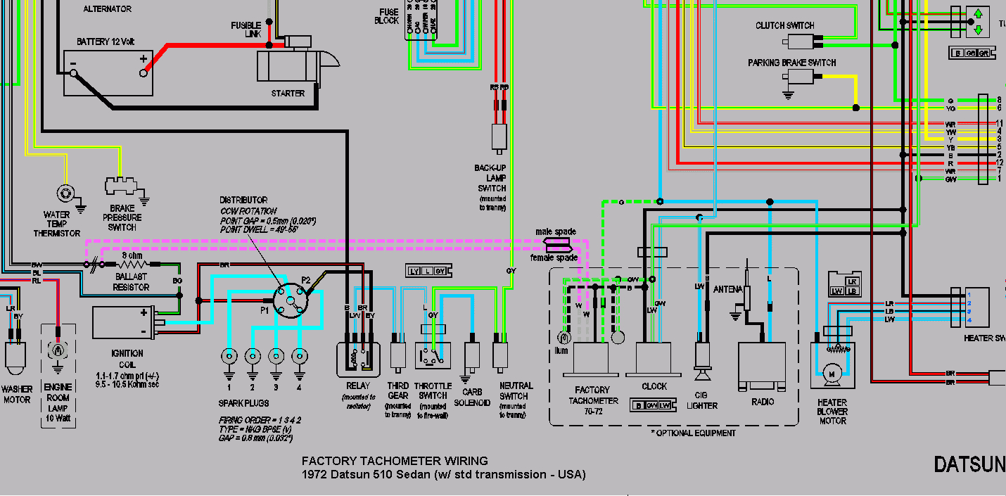 Factory Tach Wiring - Members Albums - Datsun510 - Tach Wiring Diagram