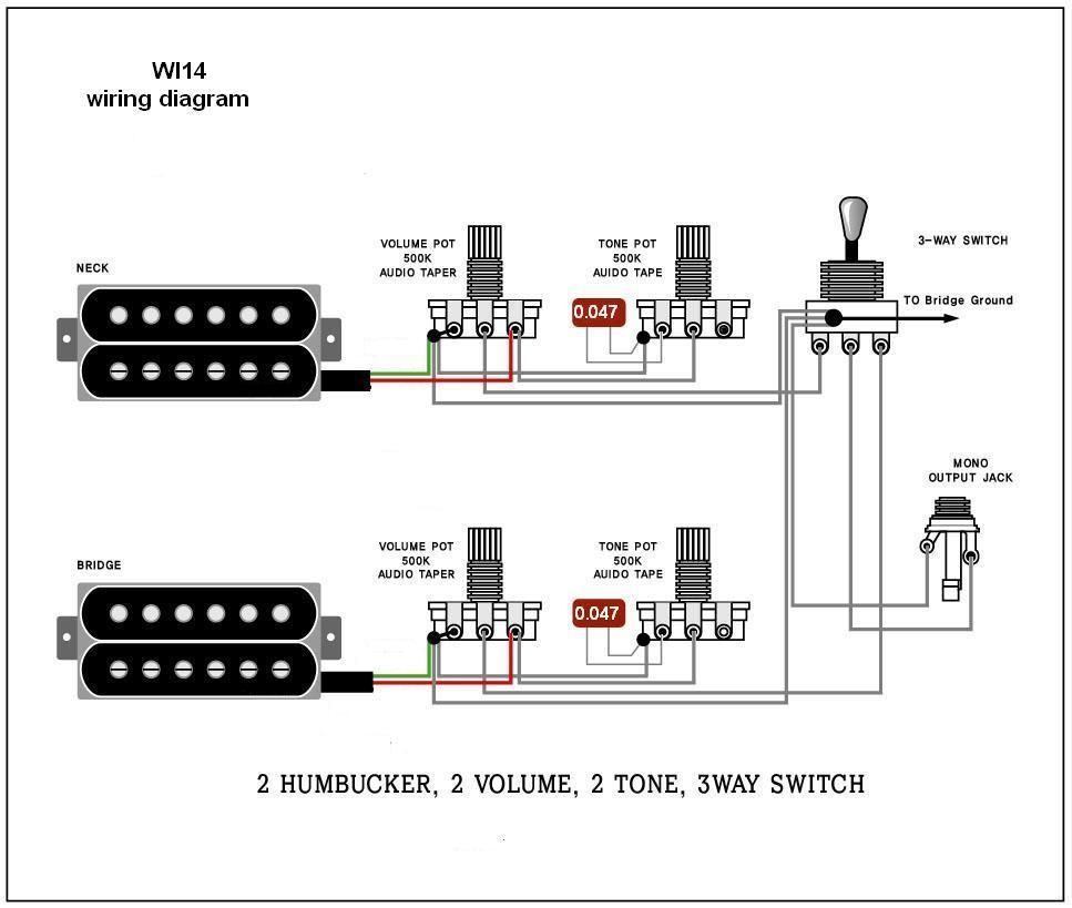 Guitar Wiring Diagram 2 Humbucker 1 Volume 1 Tone