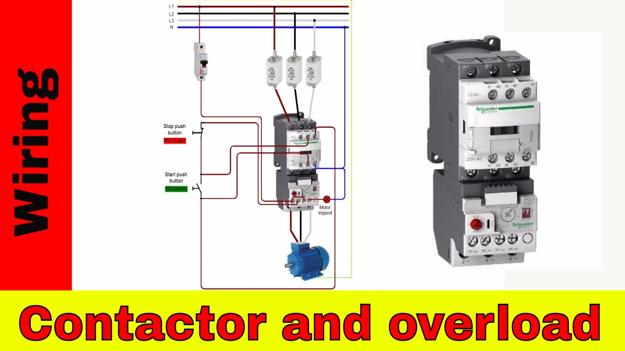 How To Wire A Contactor And Overload - Direct Online Starter. - Youtube - 3 Phase Contactor Wiring Diagram Start Stop