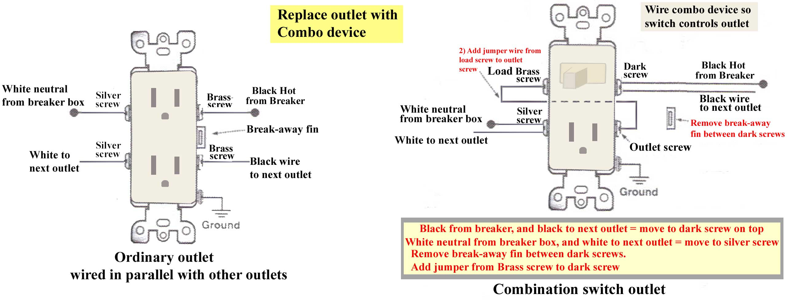 How To Wire Combination Switch Outlet - Switch Outlet Wiring Diagram