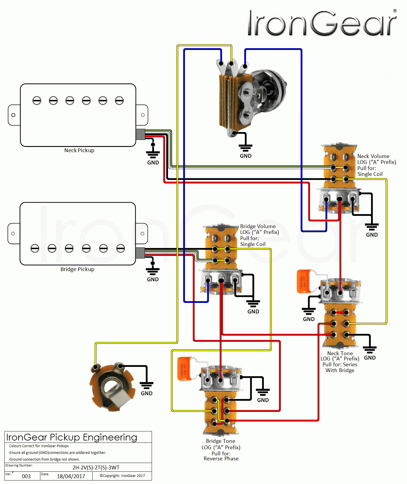 Irongear Pickups - Wiring - Hss Strat Wiring Diagram 1 Volume 2 Tone