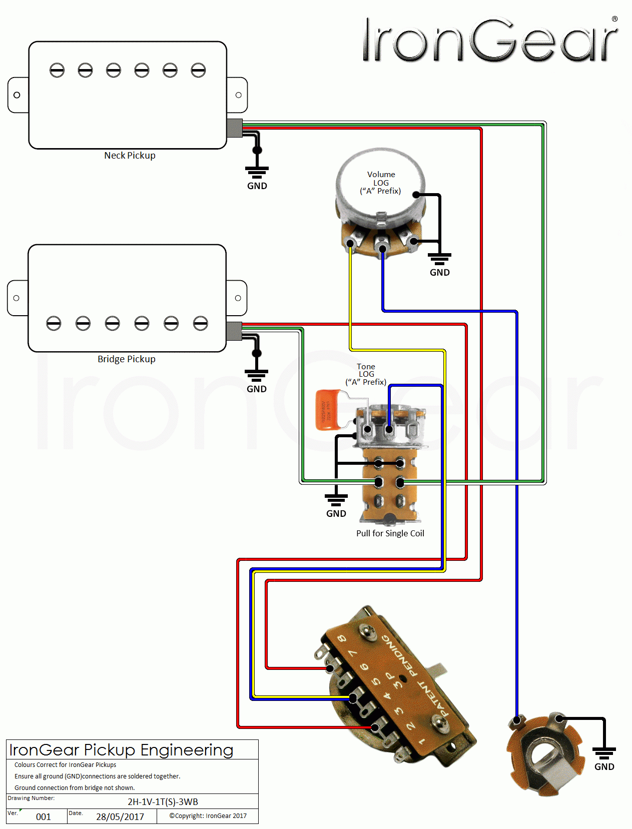 Irongear Pickups - Wiring - Split Coil Humbucker Wiring Diagram