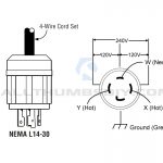 L14 30P Wiring Diagram With Female Plug Or Receptacle And Bridgeport   Nema L14 30 Wiring Diagram