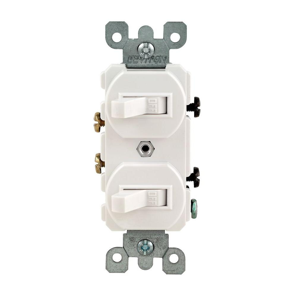 Leviton 15 Amp Combination Double Switch, White-R62-05224-2Ws - The - Leviton Double Switch Wiring Diagram