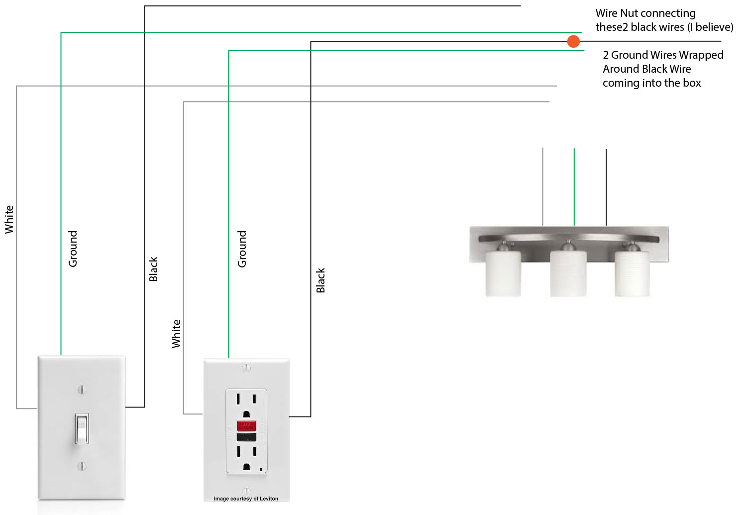 Lighting - Wiring A Light Fixture In Bathroom Attached To A Switch - Wiring A Gfci Outlet With A Light Switch Diagram
