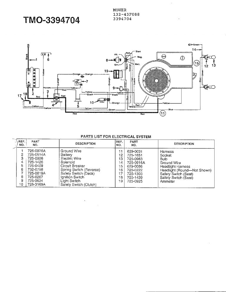 Mtd Model 132431F088 Lawn, Tractor Genuine Parts Mtd Riding Lawn