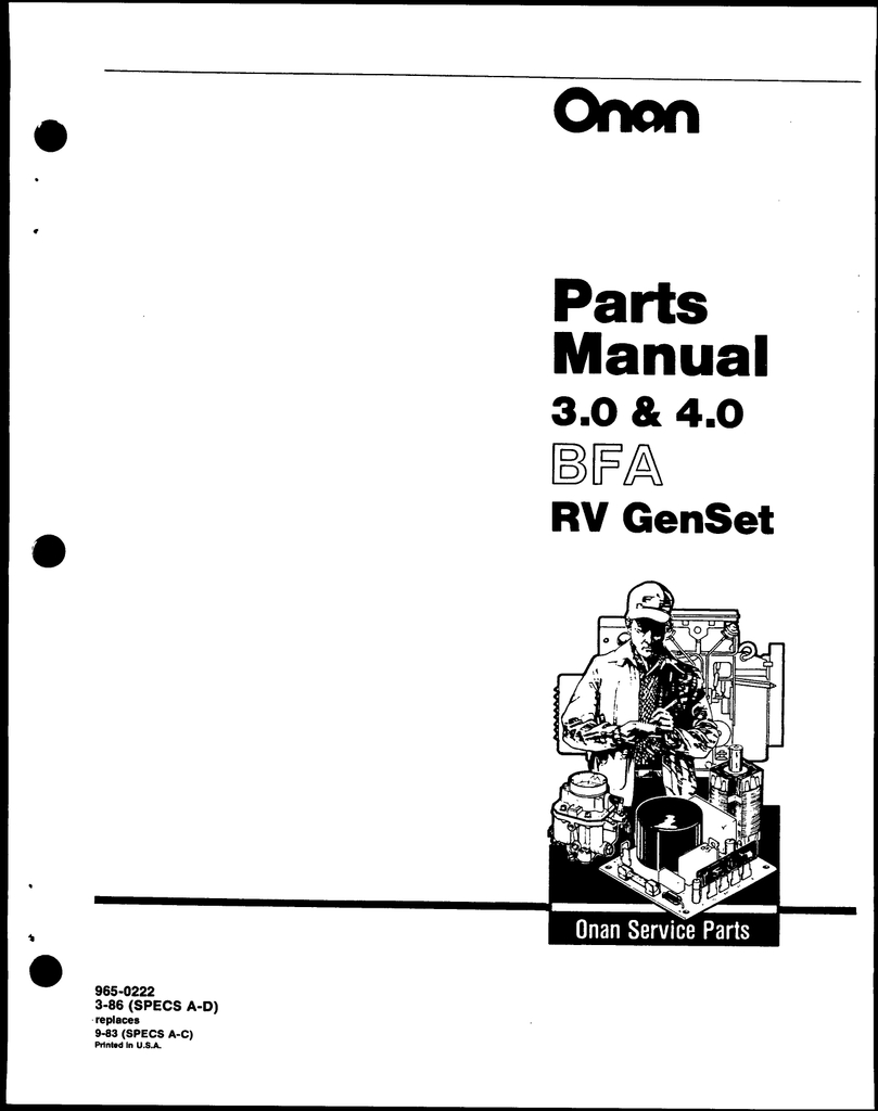Onan 965-0222 Bfa 3.0-4.0 Parts. | Manualzz - Onan 4.0 Rv Genset Wiring Diagram