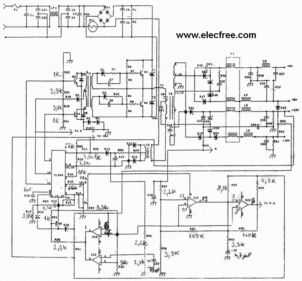 Psu Computer Wiring Diagram | Manual E-Books - Computer Power Supply Wiring Diagram