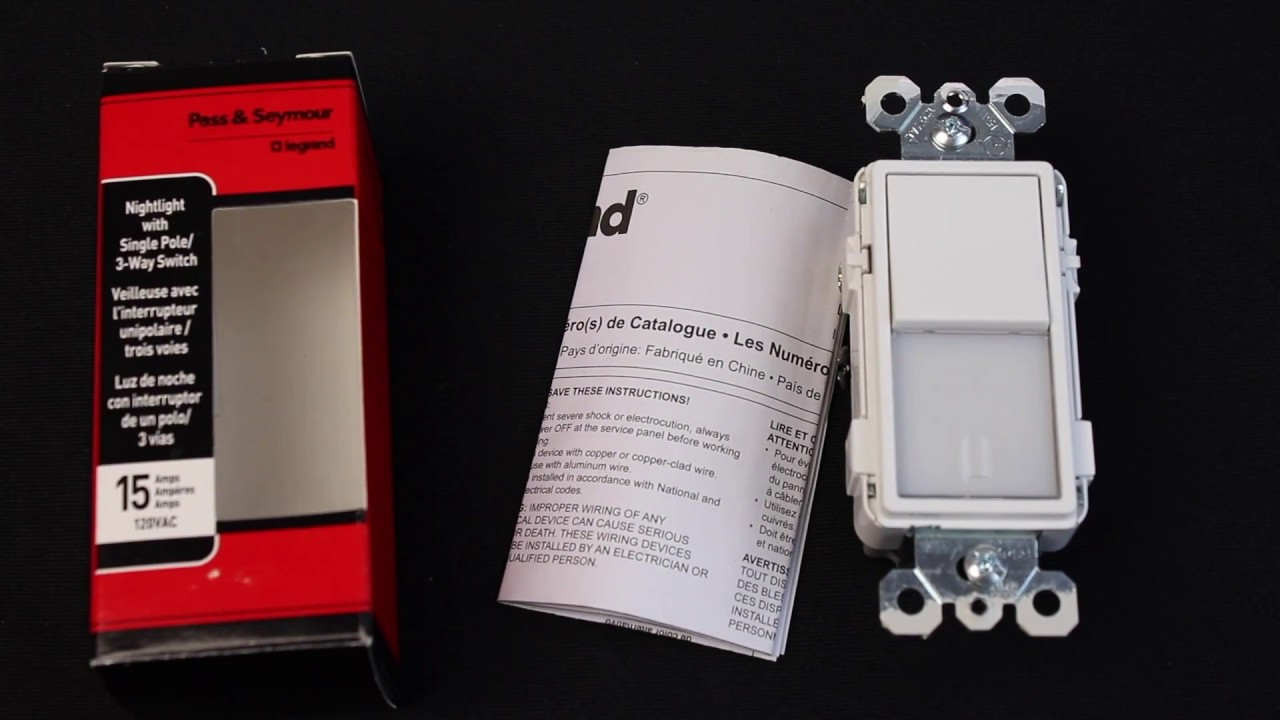 Review Legrand Nightlight Switch Ntl873Wcc6 Pass Seymour - Youtube - Pass And Seymour 3 Way Switch Wiring Diagram