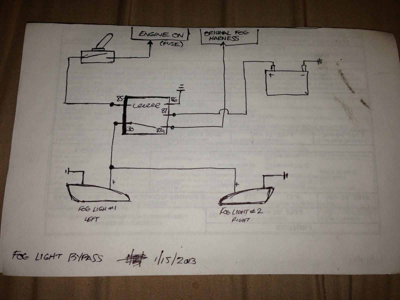 Simple Wiring Diagram To Bypass Foglights (Works W/o Headlights Or W - Fog Light Wiring Diagram