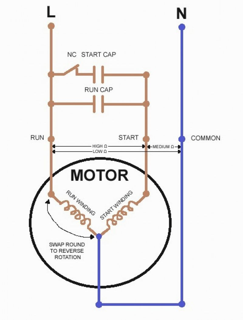Single Phase Capacitor Start Capacitor Run Motor Wiring Diagram - Capacitor Start Motor Wiring Diagram