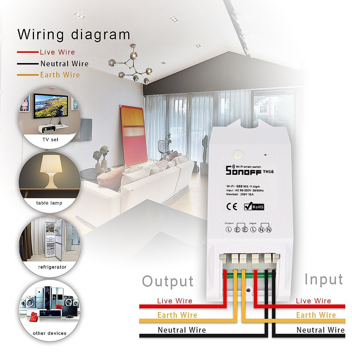 Sonoff Th16/th – Module For Temperature And Humidity Monitoring With - Sonoff Wiring Diagram