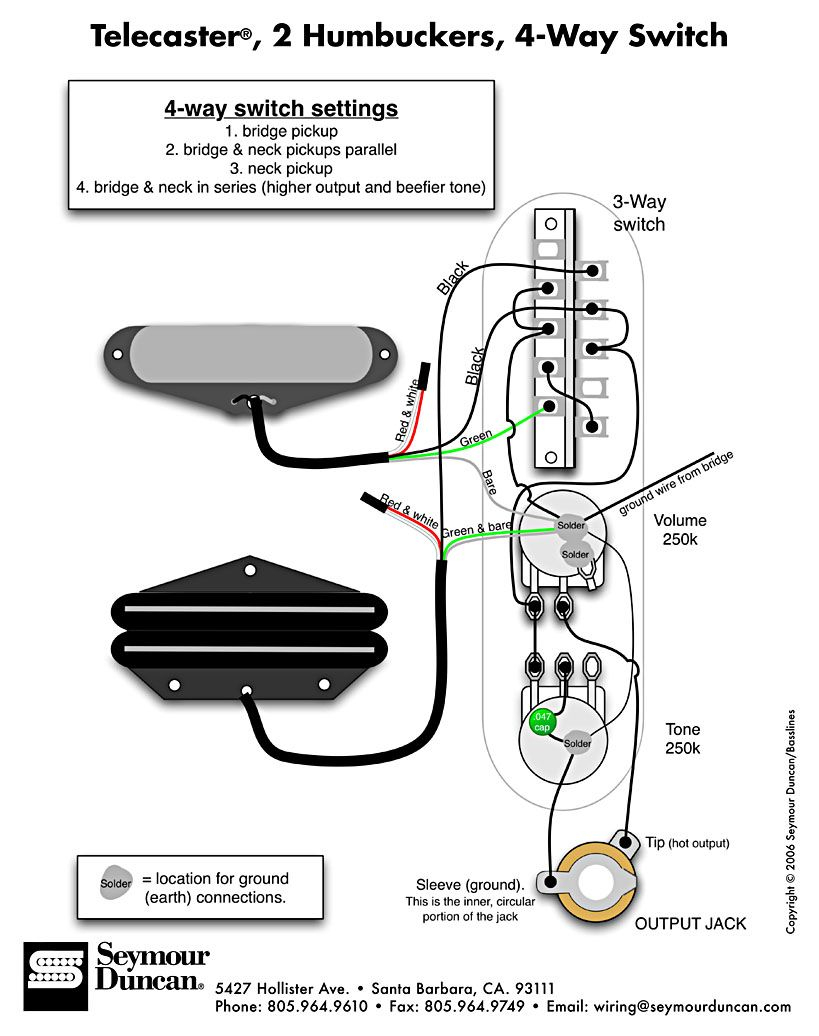 Tele Wiring Diagram, 2 Humbuckers, 4-Way Switch | Telecaster Build - 4 Way Wiring Diagram
