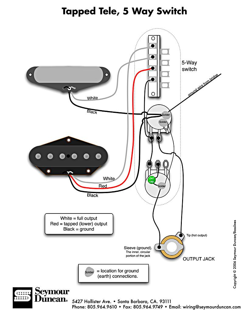 Tele Wiring Diagram, Tapped With A 5 Way Switch | Telecaster Build - Telecaster Wiring Diagram