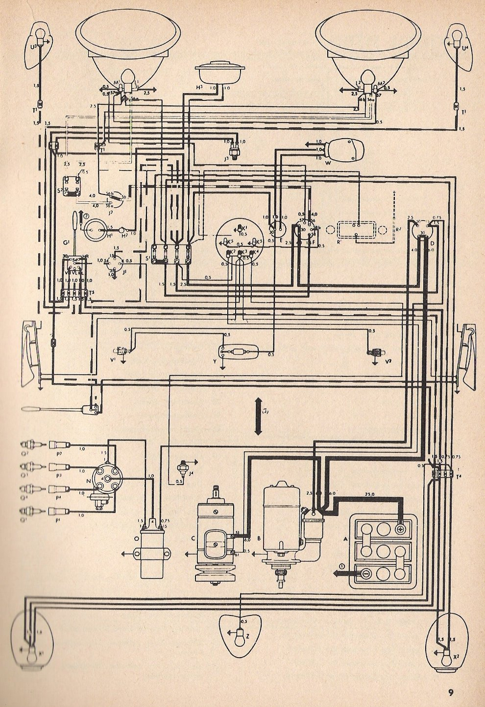 Thesamba :: Type 1 Wiring Diagrams - 1973 Vw Beetle Wiring Diagram