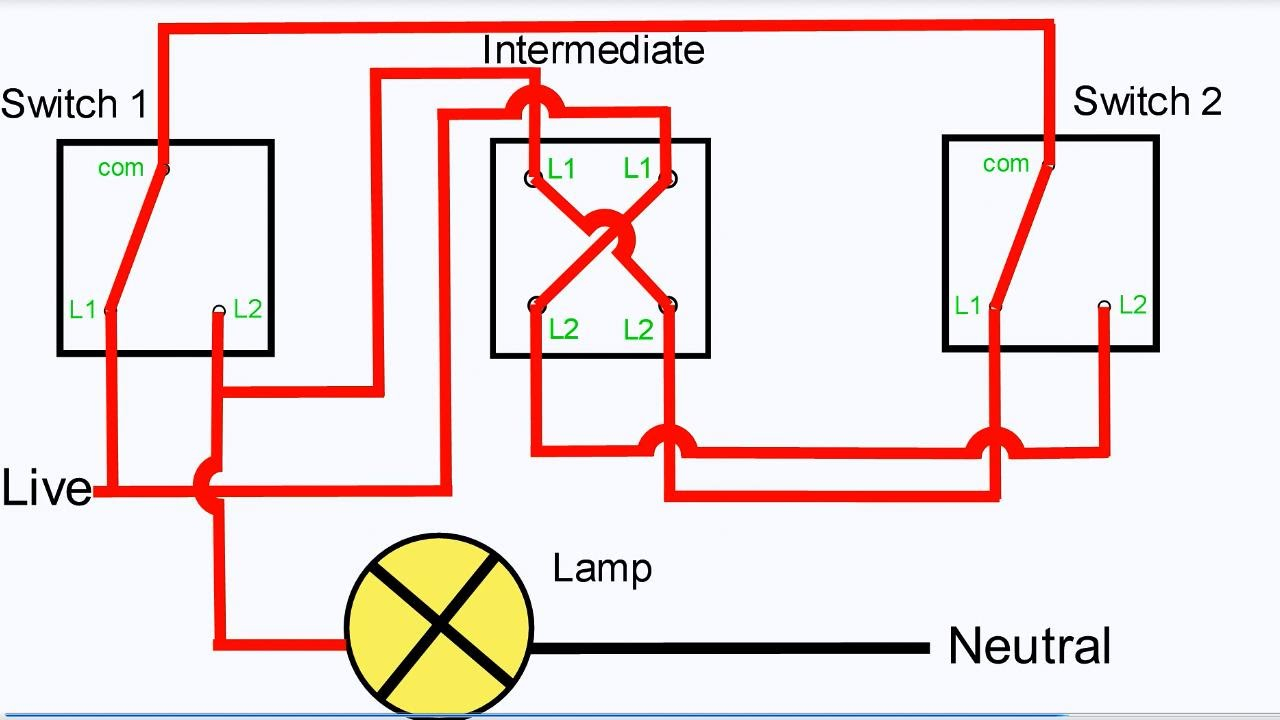 Three Way Light Switching | Intermediate Switch - Youtube - 3Way Switch Wiring Diagram