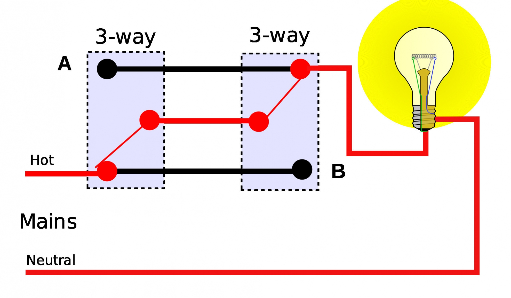 Two Way Switch Wiring Diagram – Wiring Diagram For 3 Way Switches - 4 Way Switch Wiring Diagram Multiple Lights