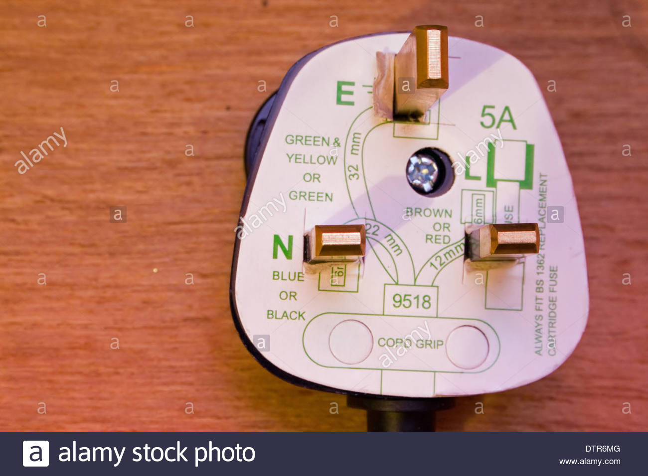Uk Three Pin Plug With Wiring Diagram Stock Photo: 66893024 - Alamy - Wiring A Plug Diagram
