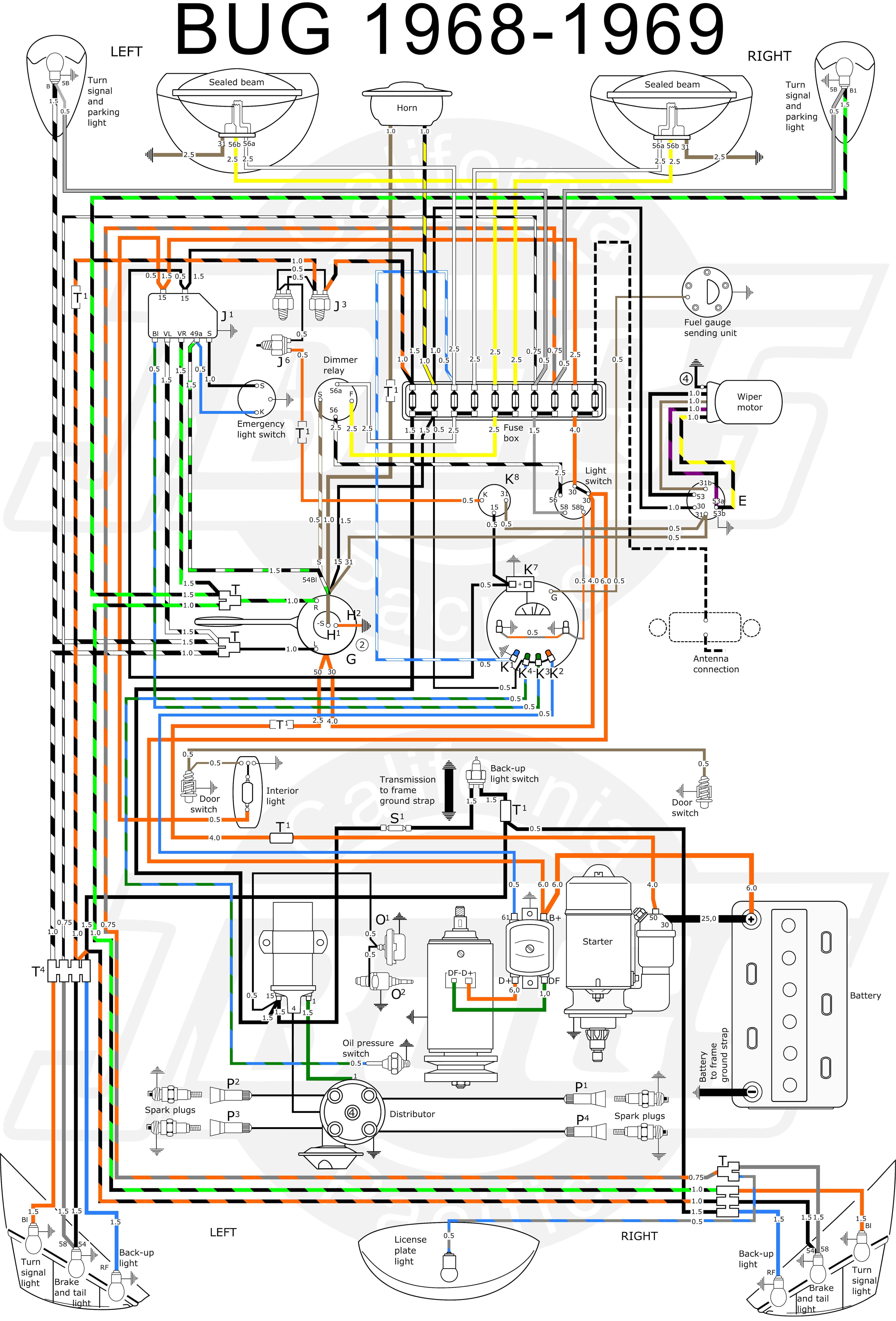 Vw Tech Article 1968-69 Wiring Diagram - Vw Wiring Diagram