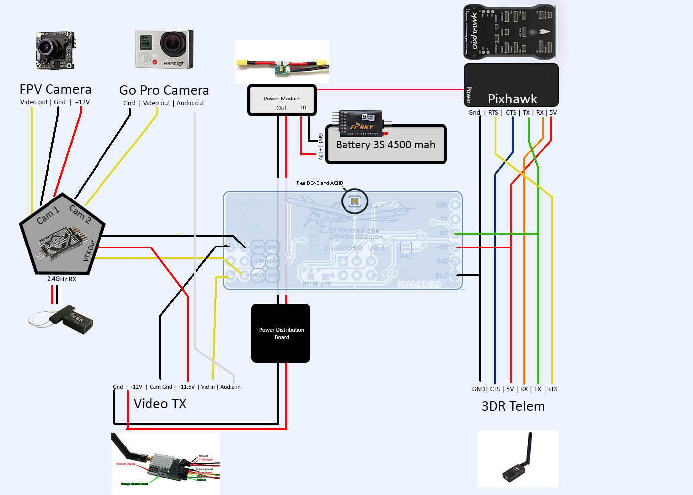 Wiring An Fpv Camera With A 3 Way Video Switch, Minimosd, A Gopro - Fpv Camera Wiring Diagram