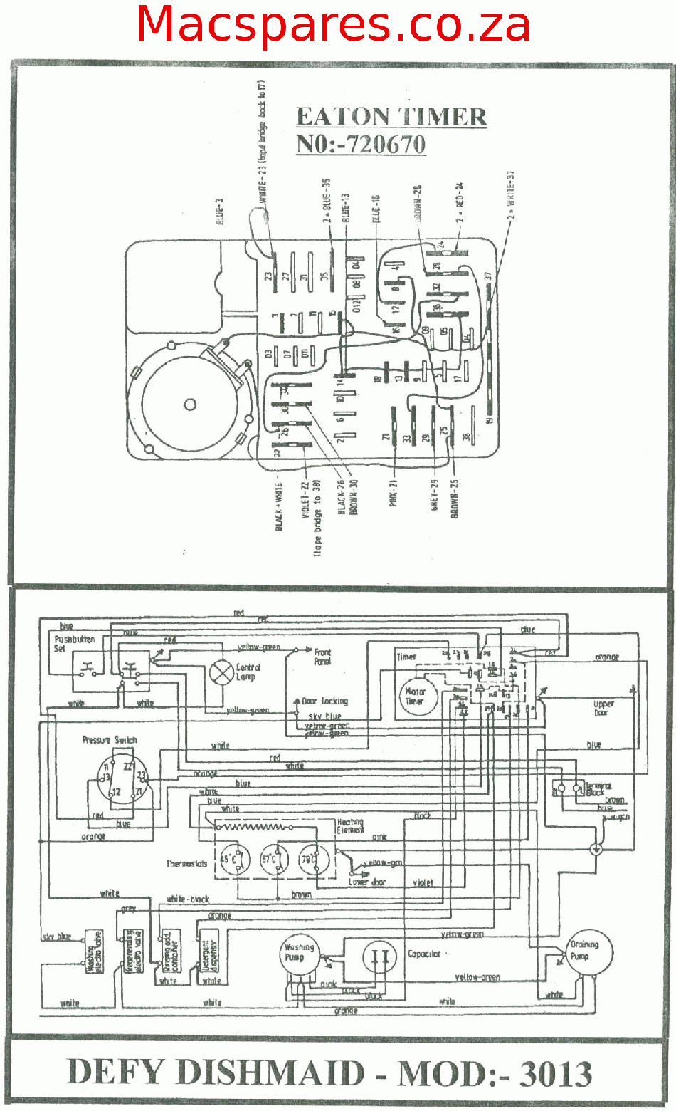 Wiring Diagram : Dishwashers : Macspares | Wholesale Spare Parts - Dishwasher Wiring Diagram