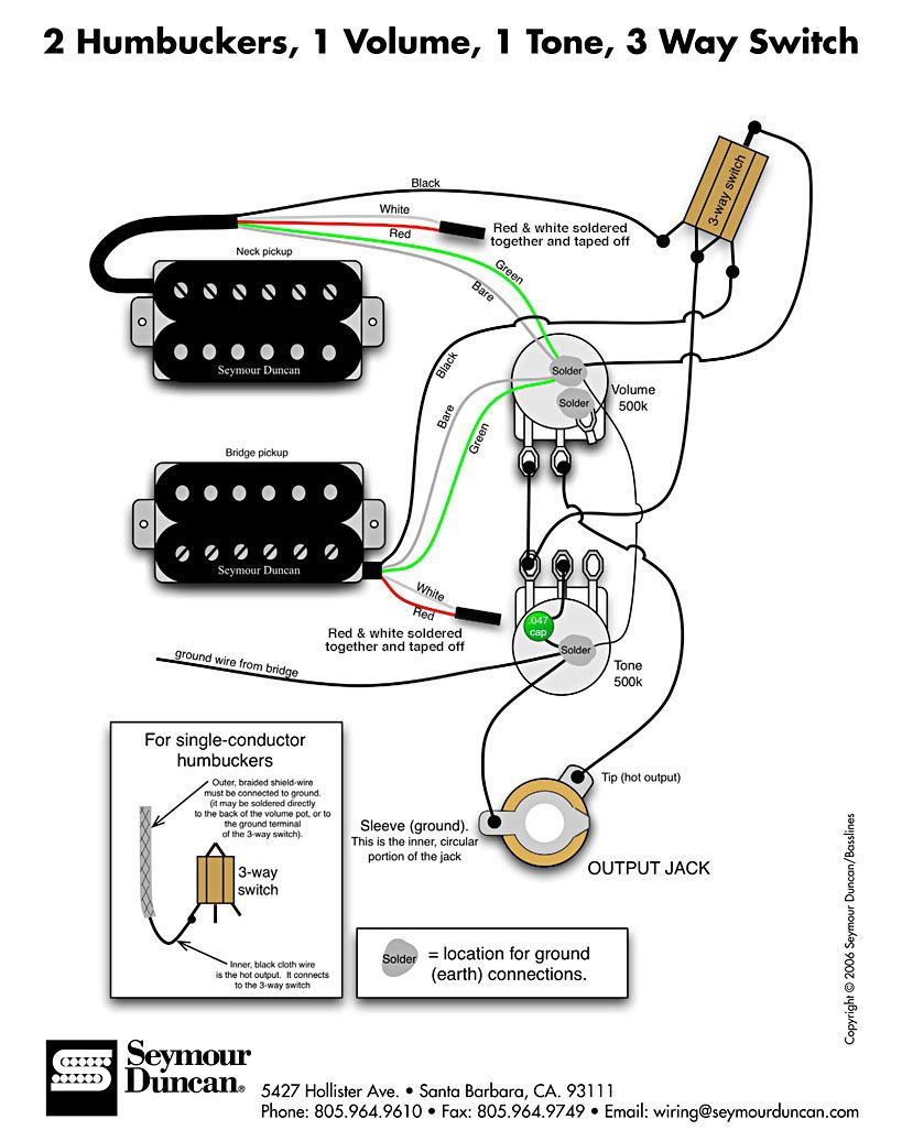 Guitar Wiring Diagram 2 Humbucker 1 Volume 1 Tone | Wiring Diagram