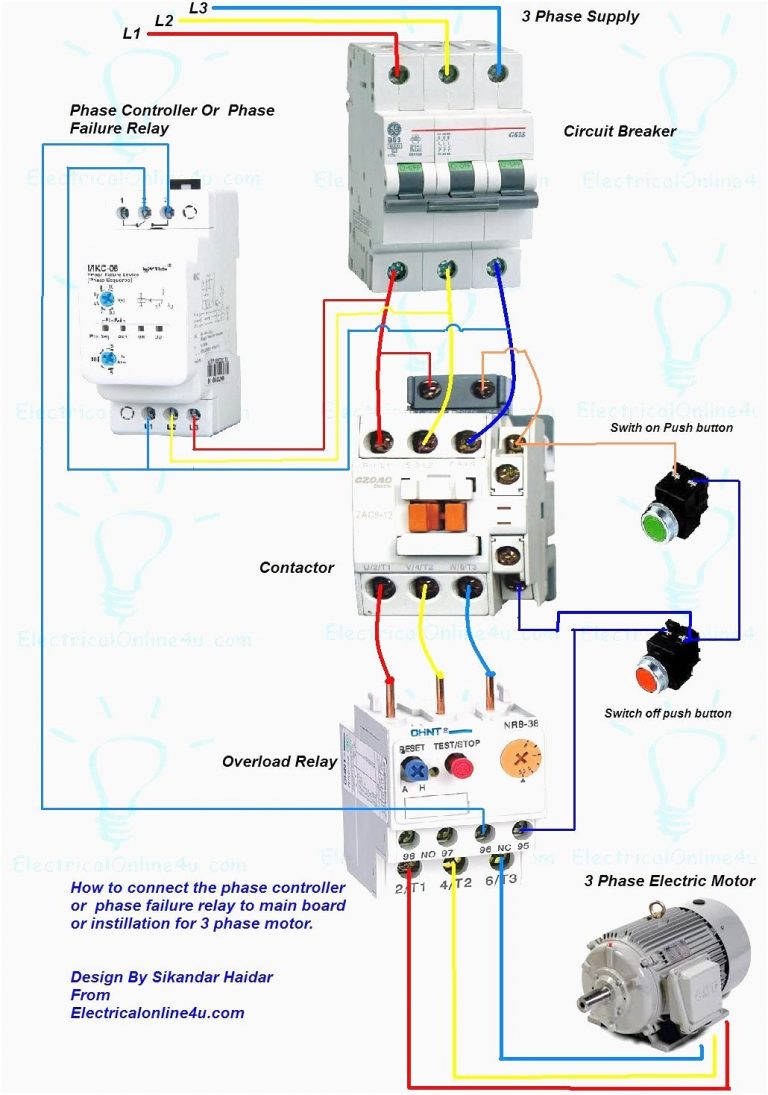 Wiring Diagram For Motor Starter Phase Controller Failure Relay Phase Motors Wiring