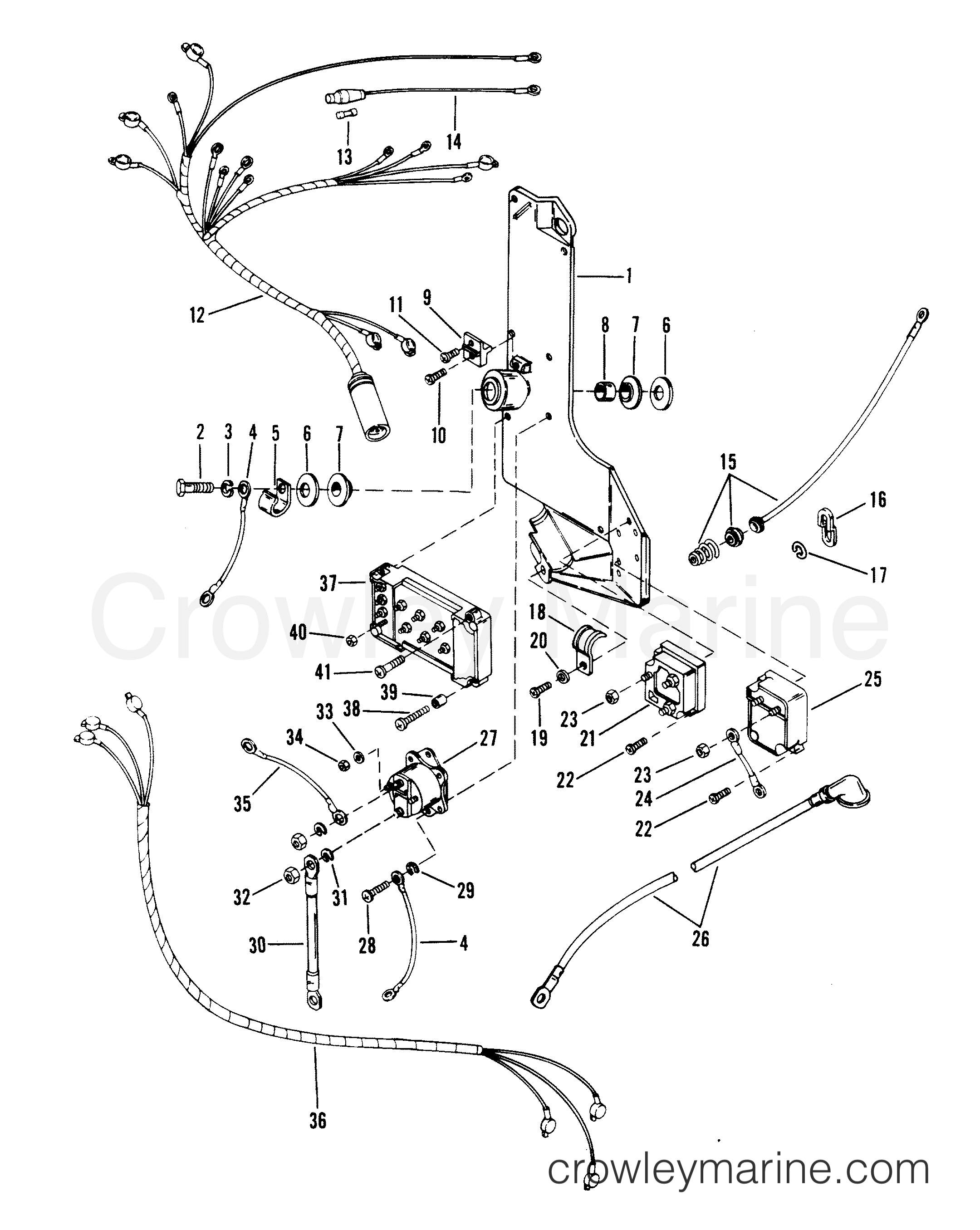 Wiring Harness, Starter Solenoid And Rectifier - Serial Range - Mercury Outboard Rectifier Wiring Diagram